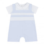 Pastels & Co Baby Boy Pale Blue and White Mock Dungaree